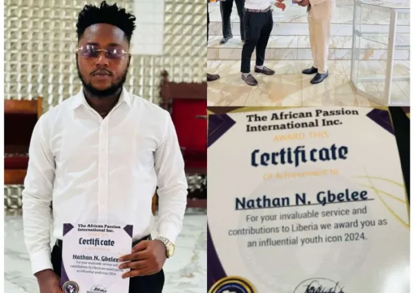 Liberian Activist Nathan N. Gbelee Wins Prestigious 2024 Influential Youth Icon Award